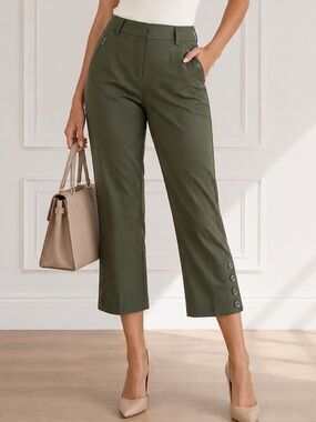 Style & Co Chic Olive Green Cropped Preppy Pants
